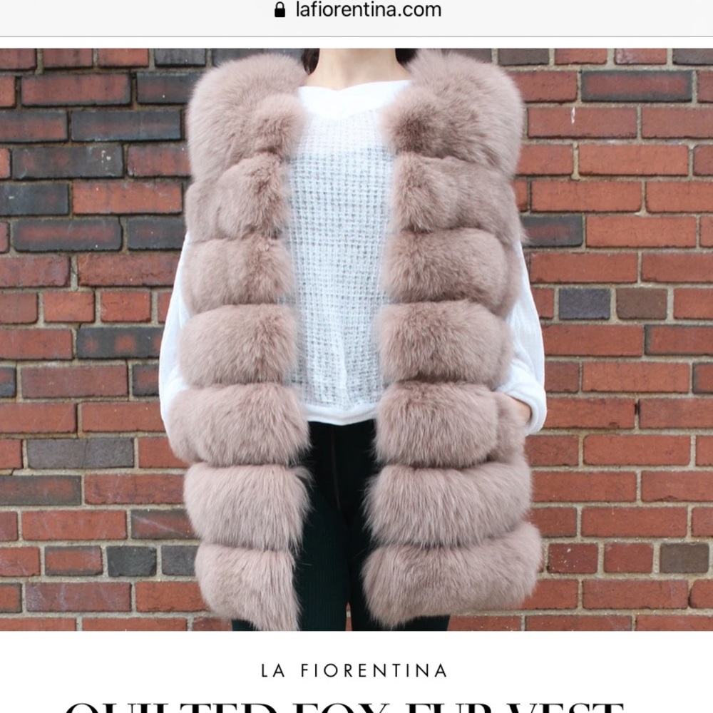Quilted Fox Fur Vest - Blush